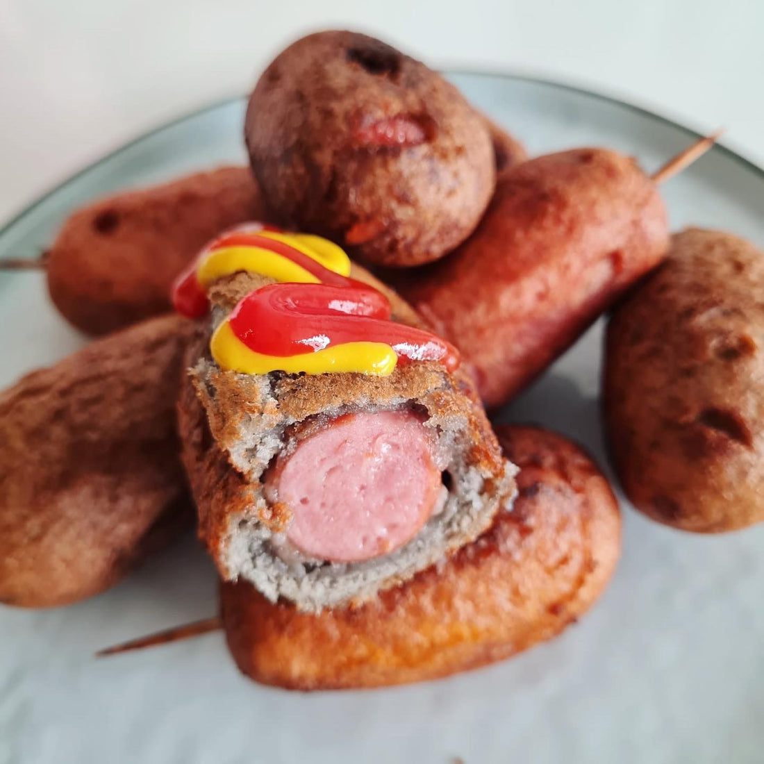 Corn Dogs with Rainbow Pancake baking mix