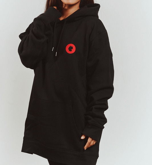 Hoodie black cotton with logo 4 purezento for me website www.purezentoforme.com