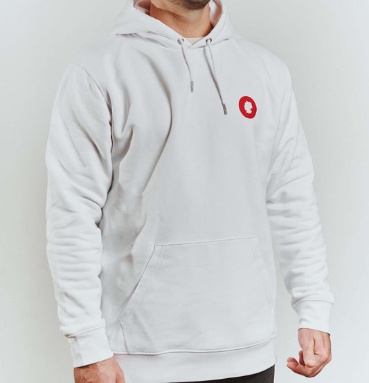 Hoodie white cotton with logo 2 purezento for me website www_purezentoforme_com_png