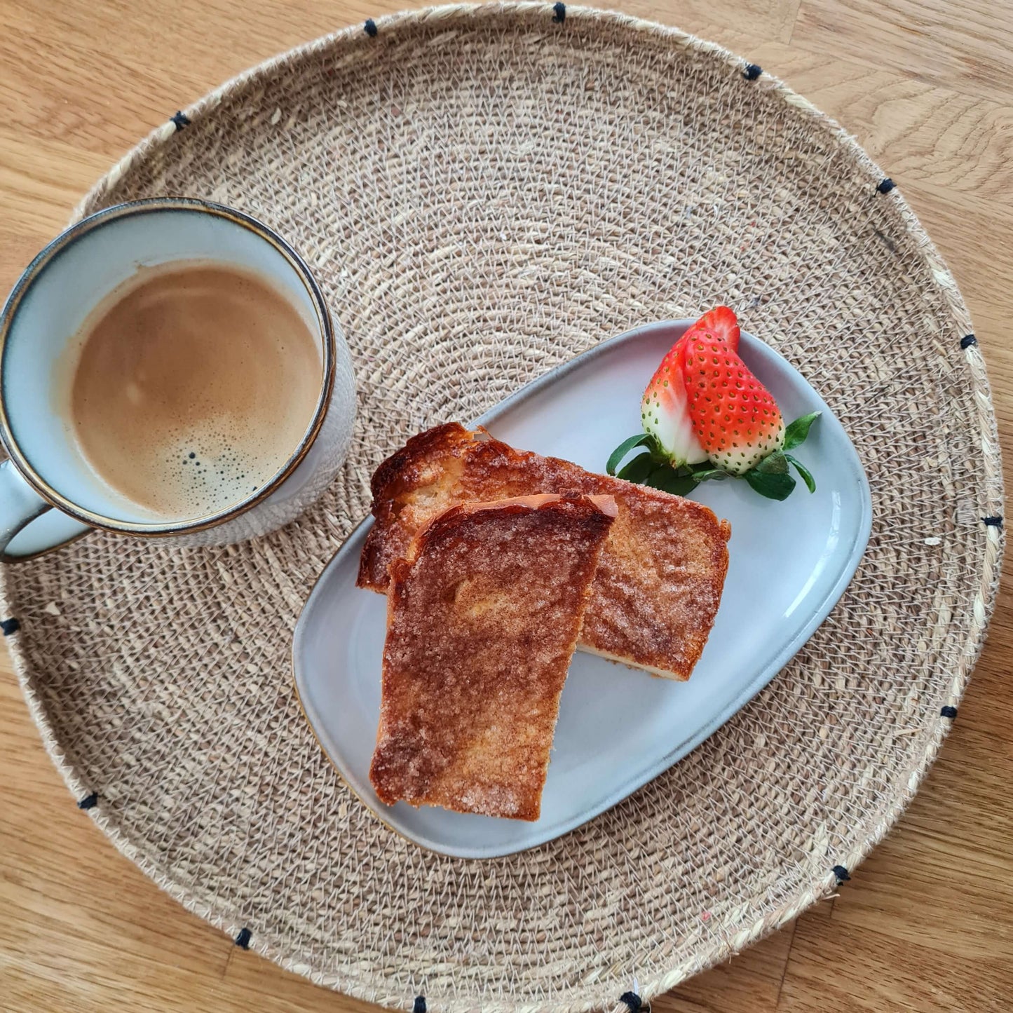 Kiki sugar cinnamon dust Product packaging with coffee and french toast on plate purezento for me website www.purezentoforme.com