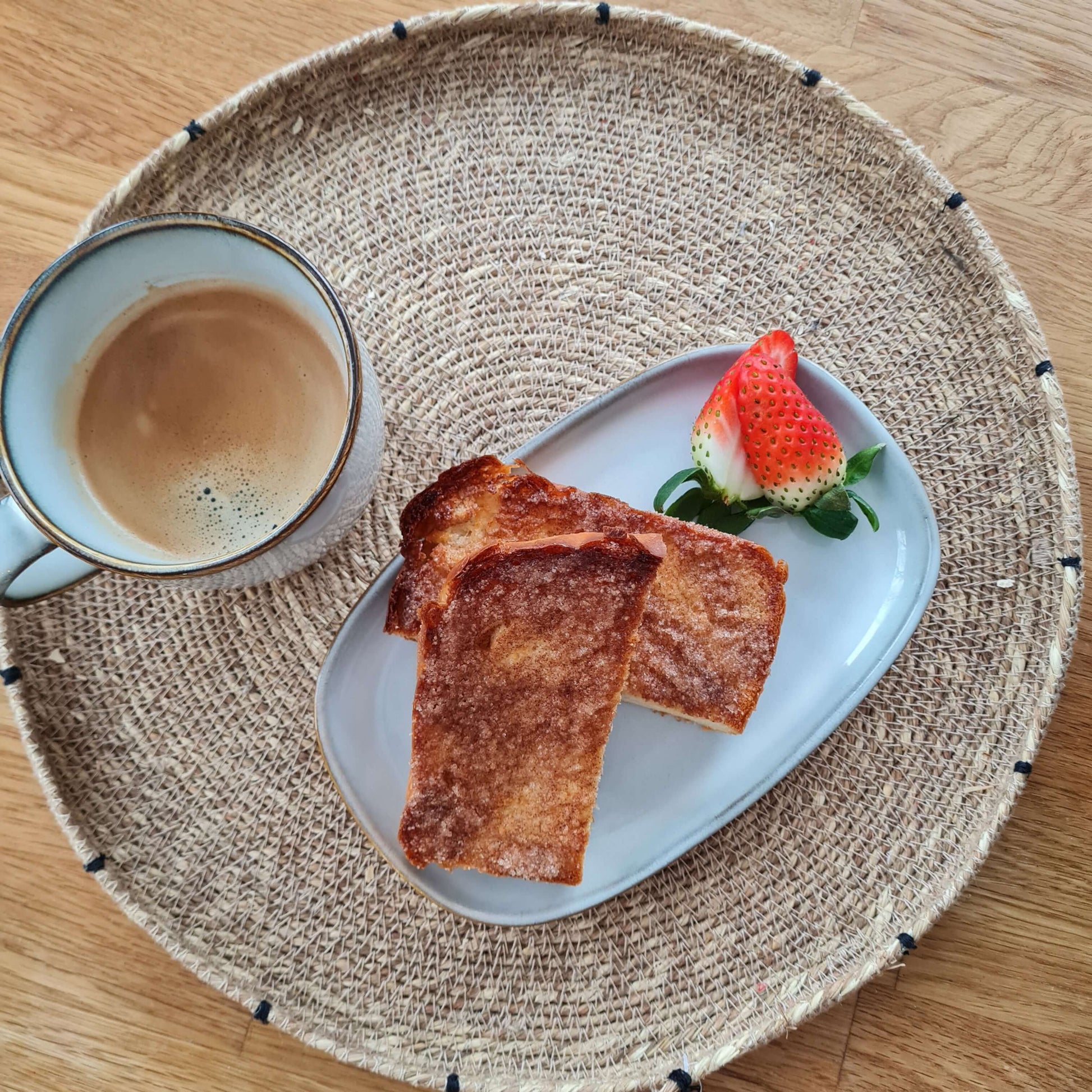 Kiki sugar cinnamon dust Product packaging with coffee and french toast on plate purezento for me website www.purezentoforme.com