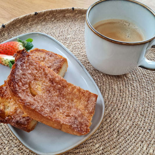 Kiki sugar cinnamon dust Product packaging with coffee and french toast on plate purezento for me website www.purezentoforme.com_2