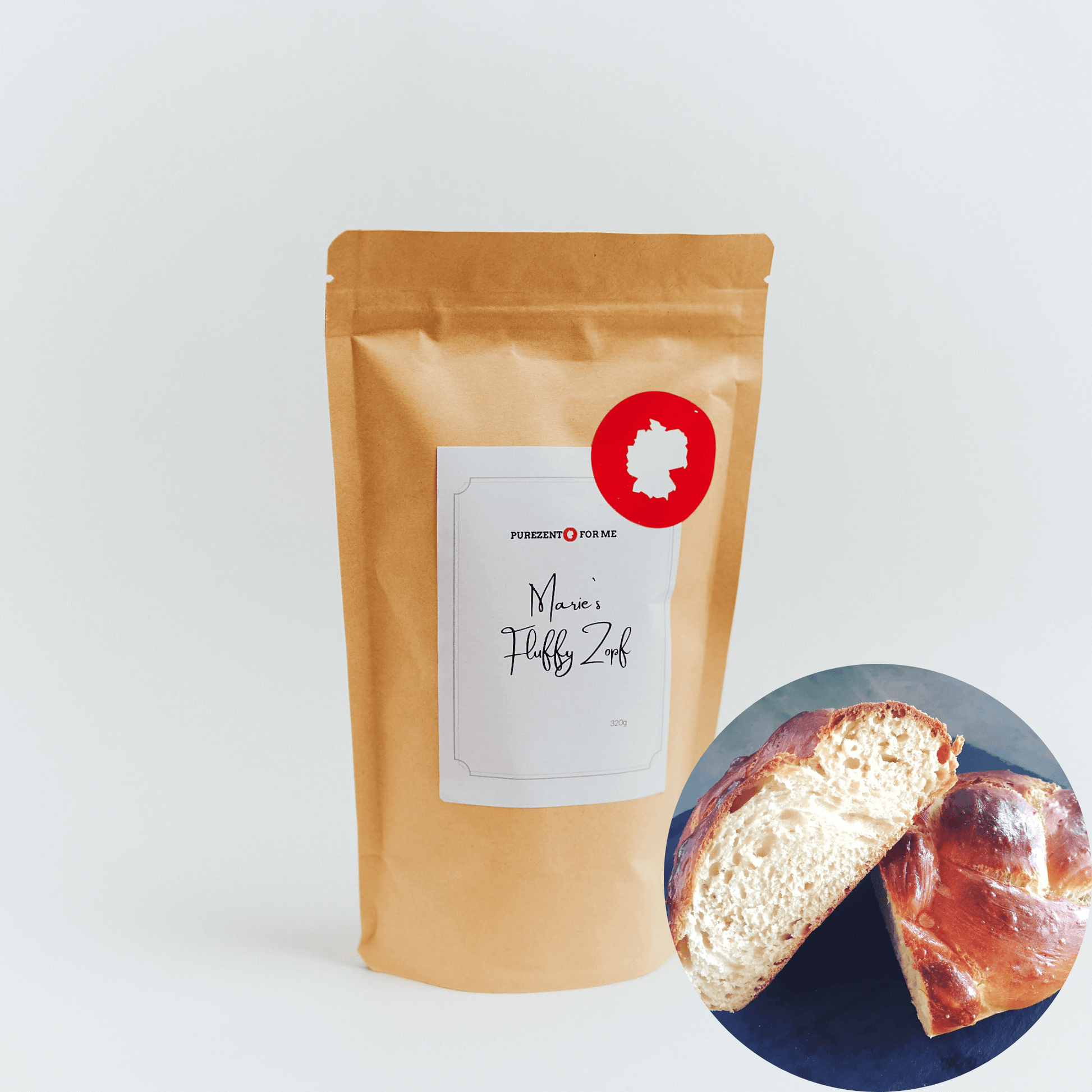 marie fluffy braided bread Product packaging with bread baking mixture purezento for me website www.purezentoforme.com