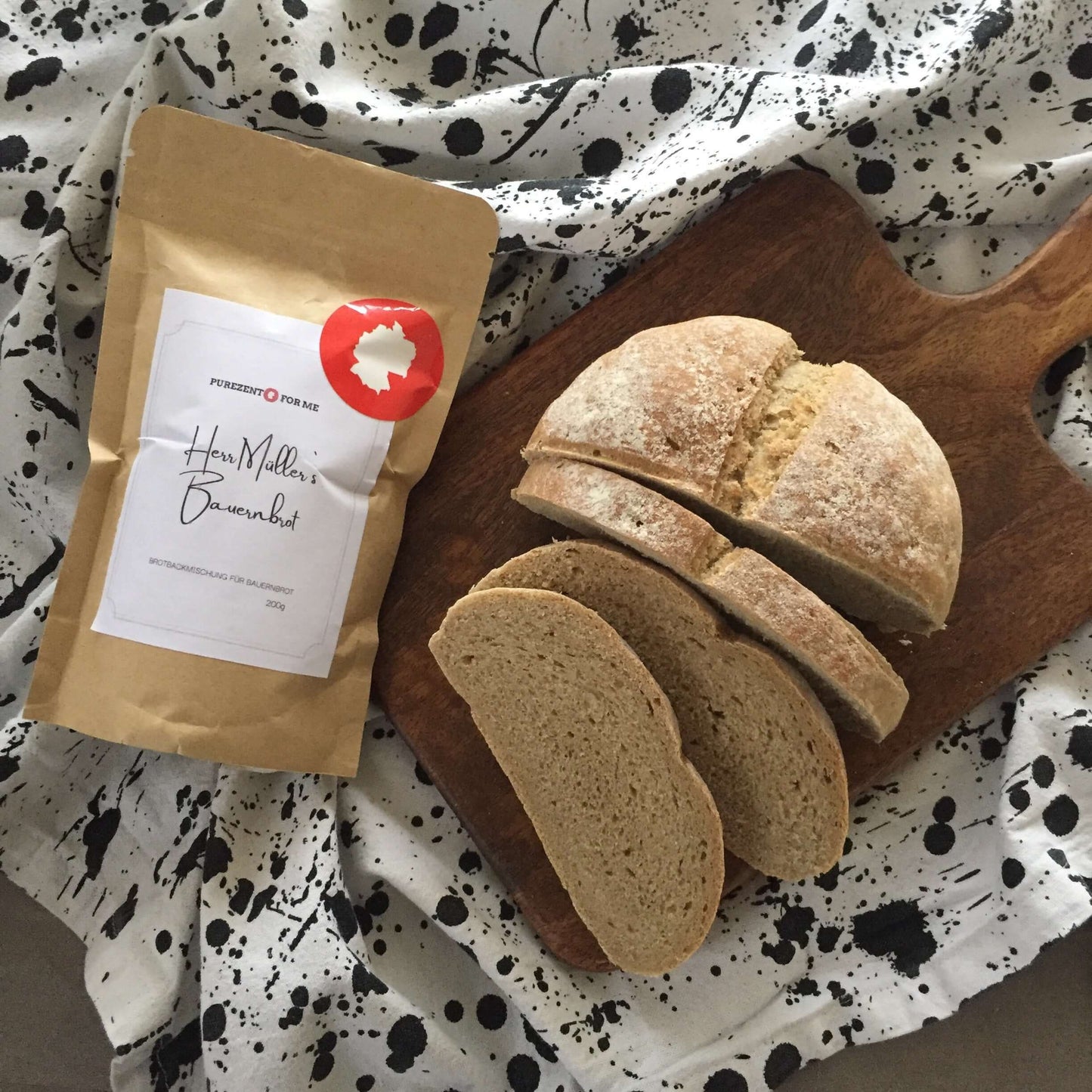 mr mullers farmers bread Product packaging with bread baking mixture baked bread 2 purezento for me website www.purezentoforme.com