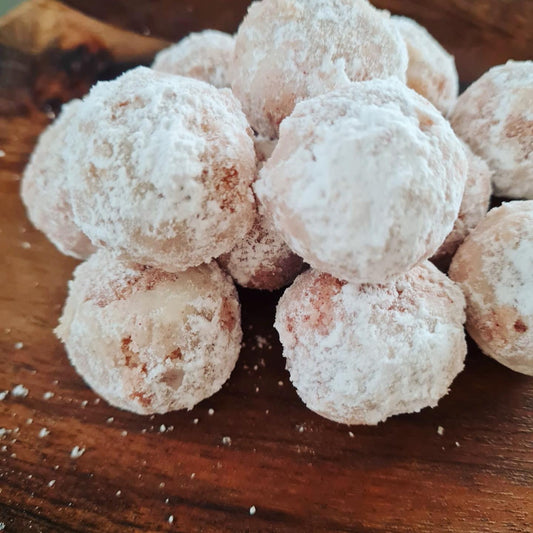 Snow Ball Cookies with Rainbow Pancake Mix